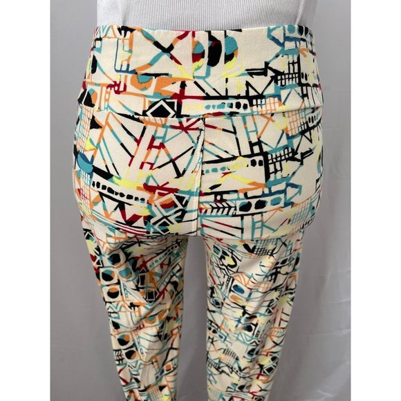 LuLaRoe Women's Cream Colorful Aztec/Abstract Print Stretch Leggings One Size - Picture 6 of 9
